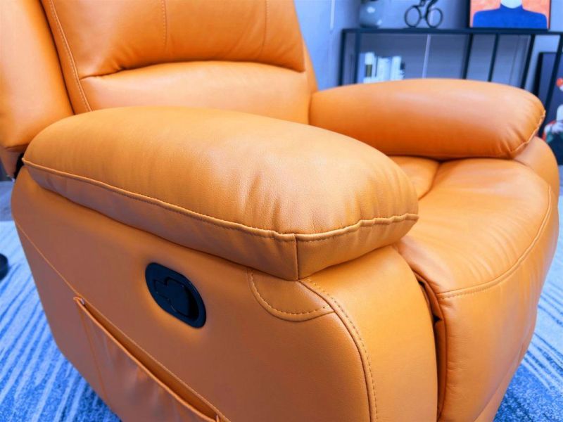 Jky Furniture Single Seat Leisure Synthetic Leather Manual Rocker and Swivel Recliner Chair for Living Room