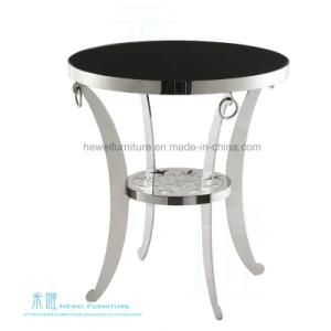 Elegant Stainless Steel Frame Glossy Glass Coffee Table (HW-763T)