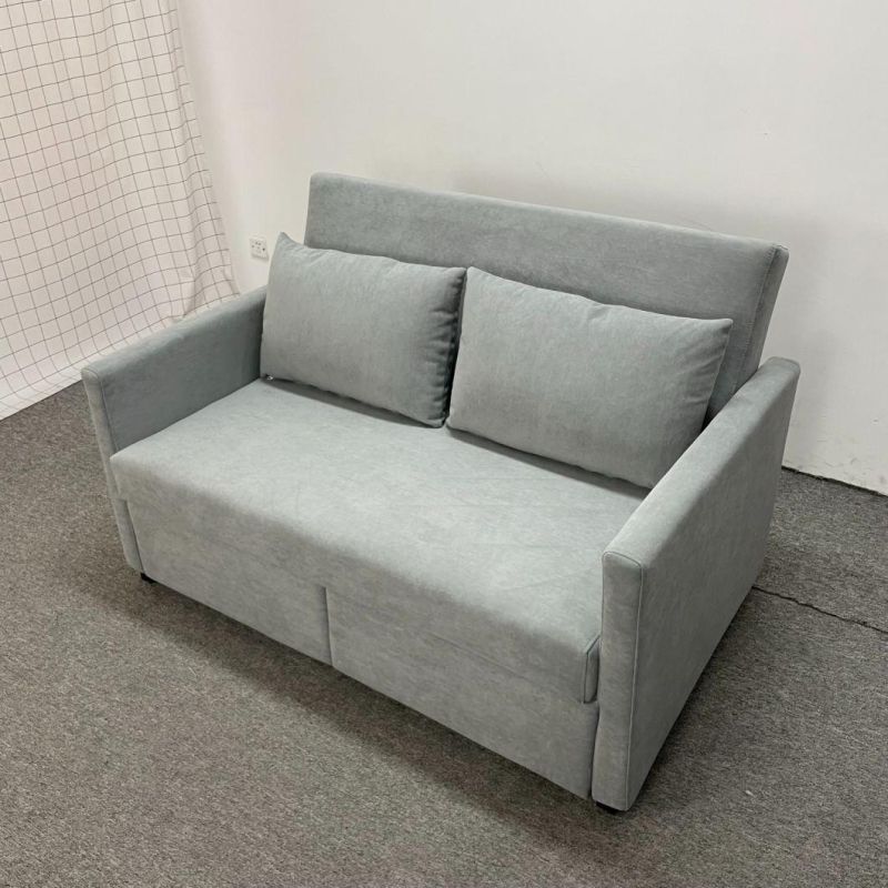 Modern Minimalist Dark Gray Cotton and Linen Sofabed Living Room