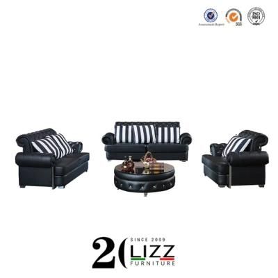 Leisure Chesterfield Sectional Italian Leather Sofa Set