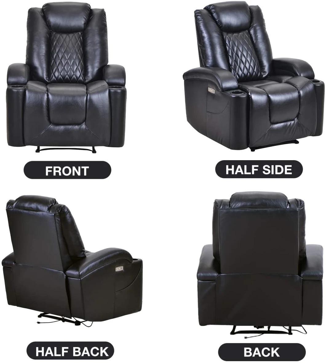Jky Furniture Leather Home Theater Power Recliner Seating Set with Customerization Functions