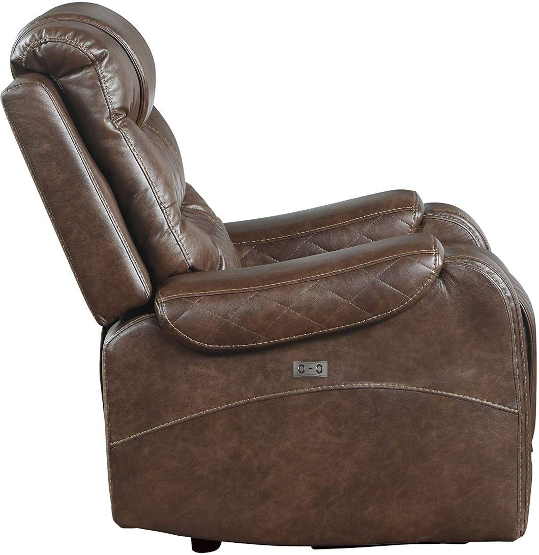 Jky Furniture Luxury Top Grain Leather Manual Recliner Sofa Set for (3+2+1) with Modern Diamond Shape