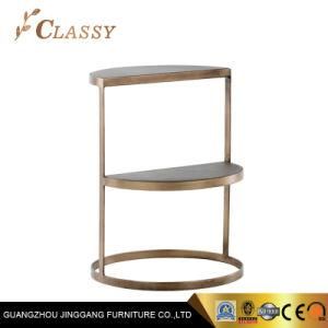 Brushed Hairline Finish Side Table for Hotel Living Room Bedroom Nighstand Metal Frame
