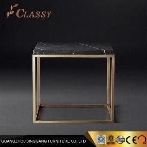 Modern Table Design Black Marble Coffee Table with Metal Base