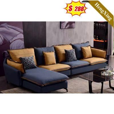 Modern Home Living Room Leisure Couch Sofas Set L Shape Blue and Brown Color Fabric Sofa