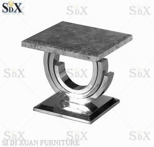 Living Room Stainless Steel Furniture Marble Top Sofa Coffee Sidetable Lamp Table End Table