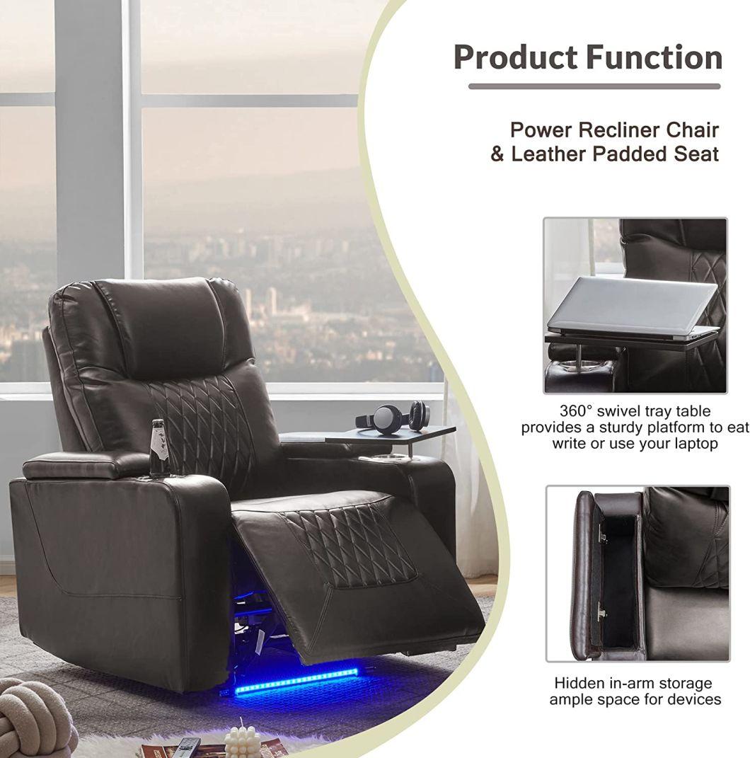 Jky Furniture Multifunction Leatherhome Theater Power Recliner Sofa Set with Customerization Functions