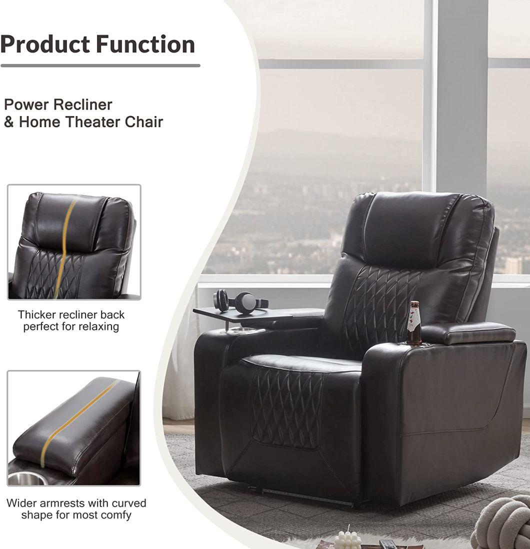 Jky Furniture Multifunction Leatherhome Theater Power Recliner Sofa Set with Customerization Functions