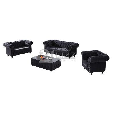 High Quality Classic House Living Room Chesterfield Velvet Fabric Sofa