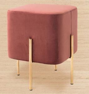 Velvet Luxury Living Room Furniture Bedroom Bench Gold Stainless Steel Legs Dirty Rose Upholstered Bench Ottoman Pouffe Stool