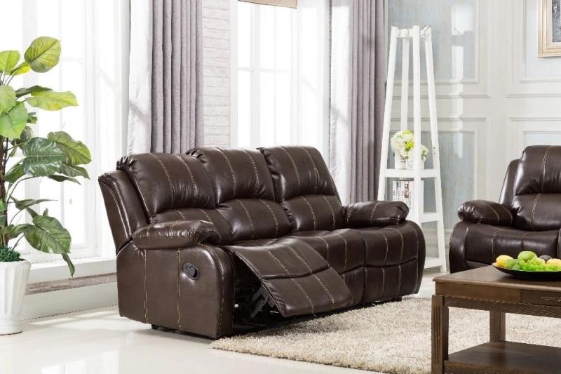 Jky Furniture Luxury Design Top Grain Leather Manual Recliner Sofa Set for (3+2+1) with Over-Filled Cushion and Customizable Functions