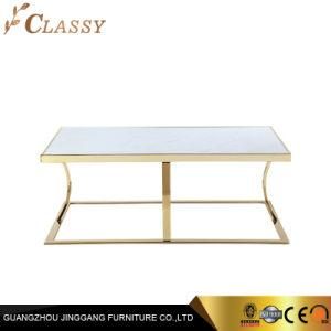 Contemporary Center Table Rectangular Marble Coffee Table