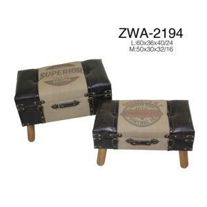 Multicolor PU/Fabric Printed -Home Storage Stool -Suitcase-Ottoman