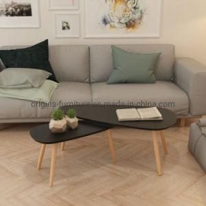 2 Pieces Coffee Table Set Solid Pinewood Black Living Room Side End