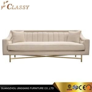 Brass Stainless Steel Frame Couch Living Room Sofa with Velvet Cover