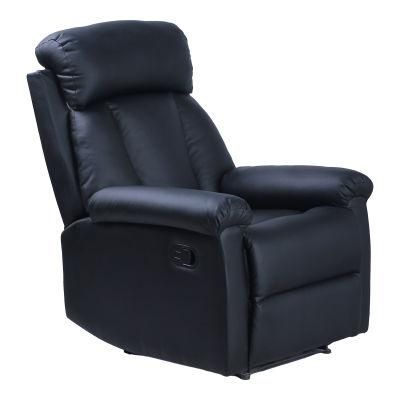 Black PU Leather Sofa Functional Single Leisure Lazy Relax Sofa Living Room Furniture Sofa Home Furniture Manual Recliner Sofa