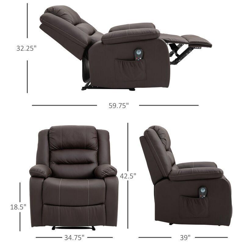 Jky Furniture Leather Manual Recliner Chair with Big Wingback and Inner Seat Width