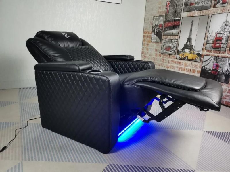 Jky Furniture 3 Piece Adjust Headrest Air Leather Power Recliner Home Theater Sofa Set with Two Type Coffee Table