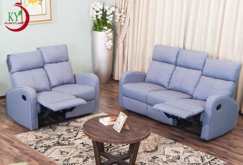 Jky Furniture Modern Design Technology Fabric Manual Recliner Sofa Set for (3+2+1) with Over-Filled Cushion and Customizable Drop Down Table