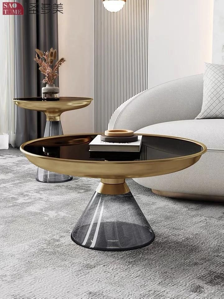New Style Home Furniture Living Room Coffee Table Metal Glass Side Table Bedroom Table Melamine Laminated Tea Table