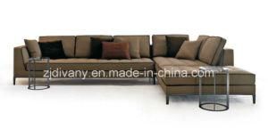 Japanese Style Wooden Leather Fabric Home Sofa (D-68)