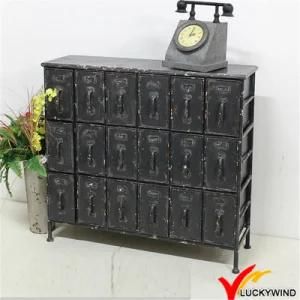 Shabby Chic Vintage Industrial 18 Drawer Black Metal Cabinet