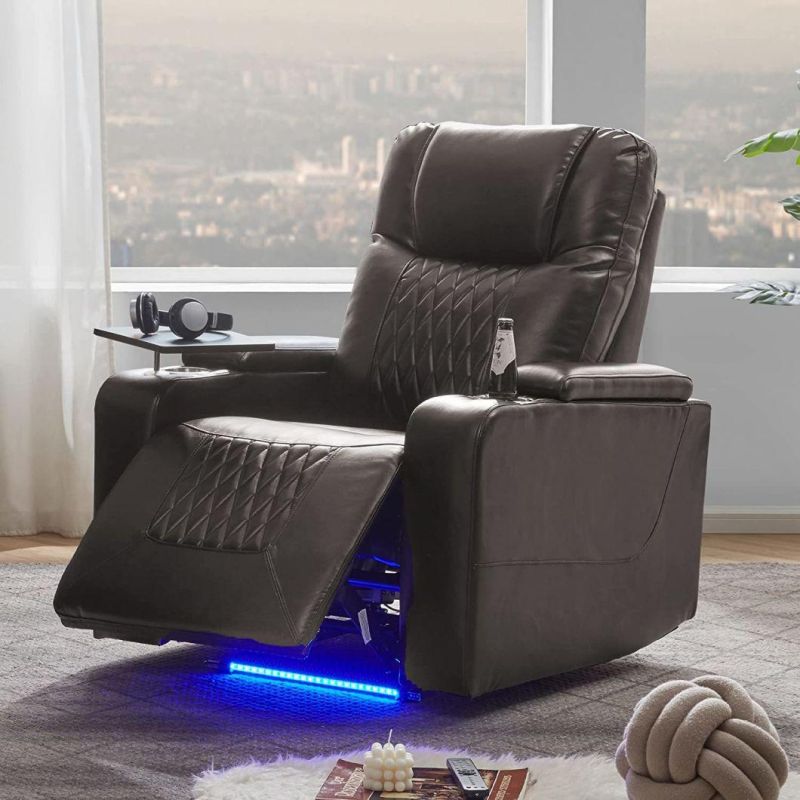 Jky Furniture Multifunction Leatherhome Theater Power Recliner Sofa Set with Customerization Functions