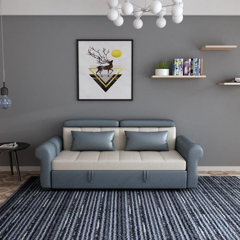 Hotel Guest Room Home Fashion Folding Sofa Bed with Stool Pull Sofa Bed