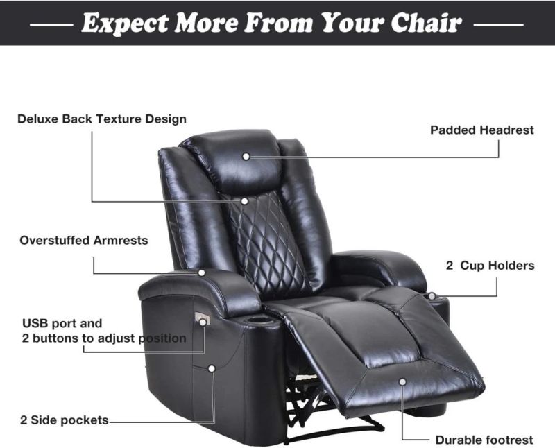Jky Furniture Leather Home Theater Power Recliner Seating Set with Customerization Functions