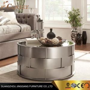 Classy Top Metal Accent Coffee Table Elegant Silver Round Table