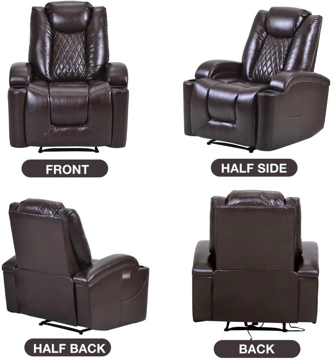 Jky Furniture Leather Home Theater Power Recliner Seating Set with Customerization Functions