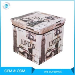 High Quality Factory Linen Folding Sitting Living Room Storage Stool Ottoman