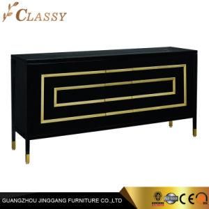 New Design Rectangle Drawer Cabinet with Golden Metal Decoration for Hotel Living Room