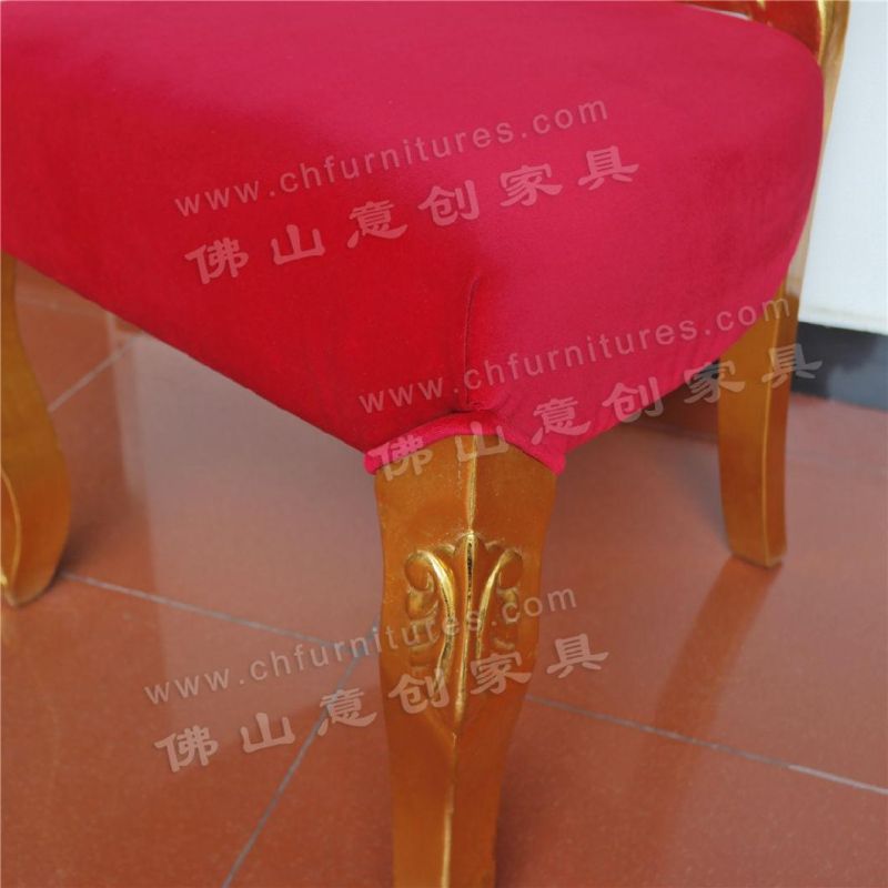 Luxury Golden Solid Wood Red Tufted Family Luxury Couple Chair Wedding Chair