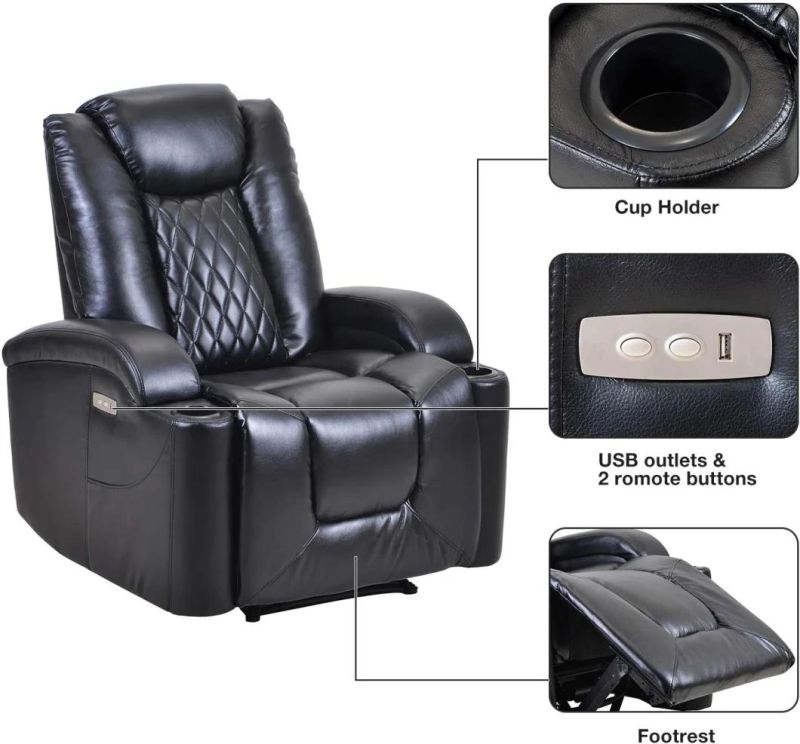 Jky Furniture Leather Home Theater Power Recliner Seating Set with Customerization Functions