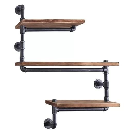 DIY Vintage Industrial Pipe Wall Shelf for Books