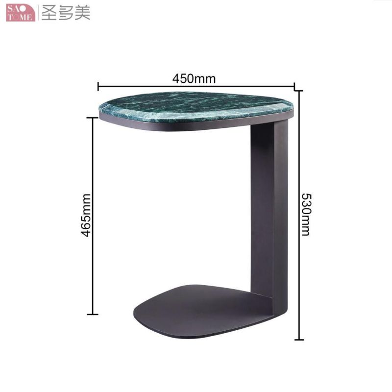 Modern Home Living Room Metal Frame Green Marble Coffee Table