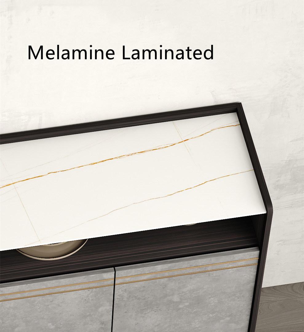 Light Luxury Style Log Color Lockable Living Room Home Furniture Wooden Storage Cabinet