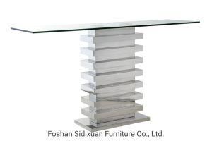 Modern Home Living Room Furniture Glass Top Stainless Steel Furniture Console Table