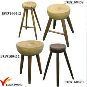Scandinavia Wood Bar Round Antique Stool
