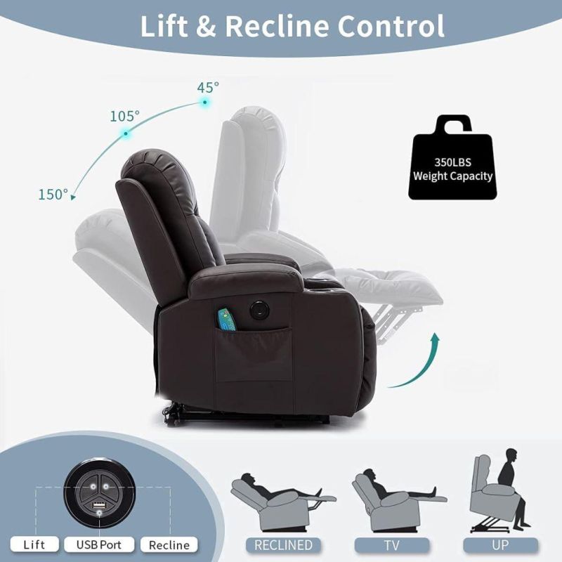 Jky Furniture Fabric Power Electric Lift Chair with Heating and Massage