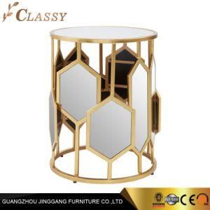 Geometric Mirrored Side Table Luxury End Table