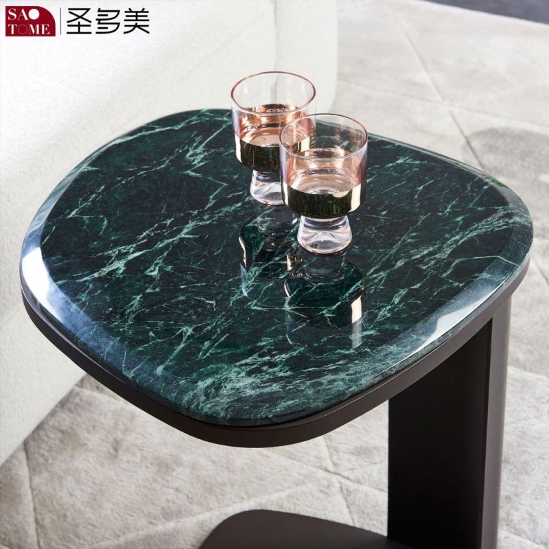 Modern Home Living Room Metal Frame Green Marble Coffee Table
