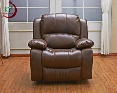 Jky Furniture Luxury Design Top Grain Leather Manual Recliner Sofa Set for (3+2+1) with Over-Filled Cushion and Customizable Drop Down Table