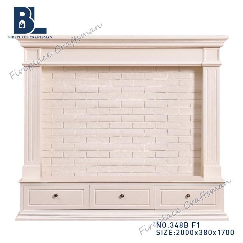 Modern Simple Hotel Furniture White Console TV Stand with Mount (348B)