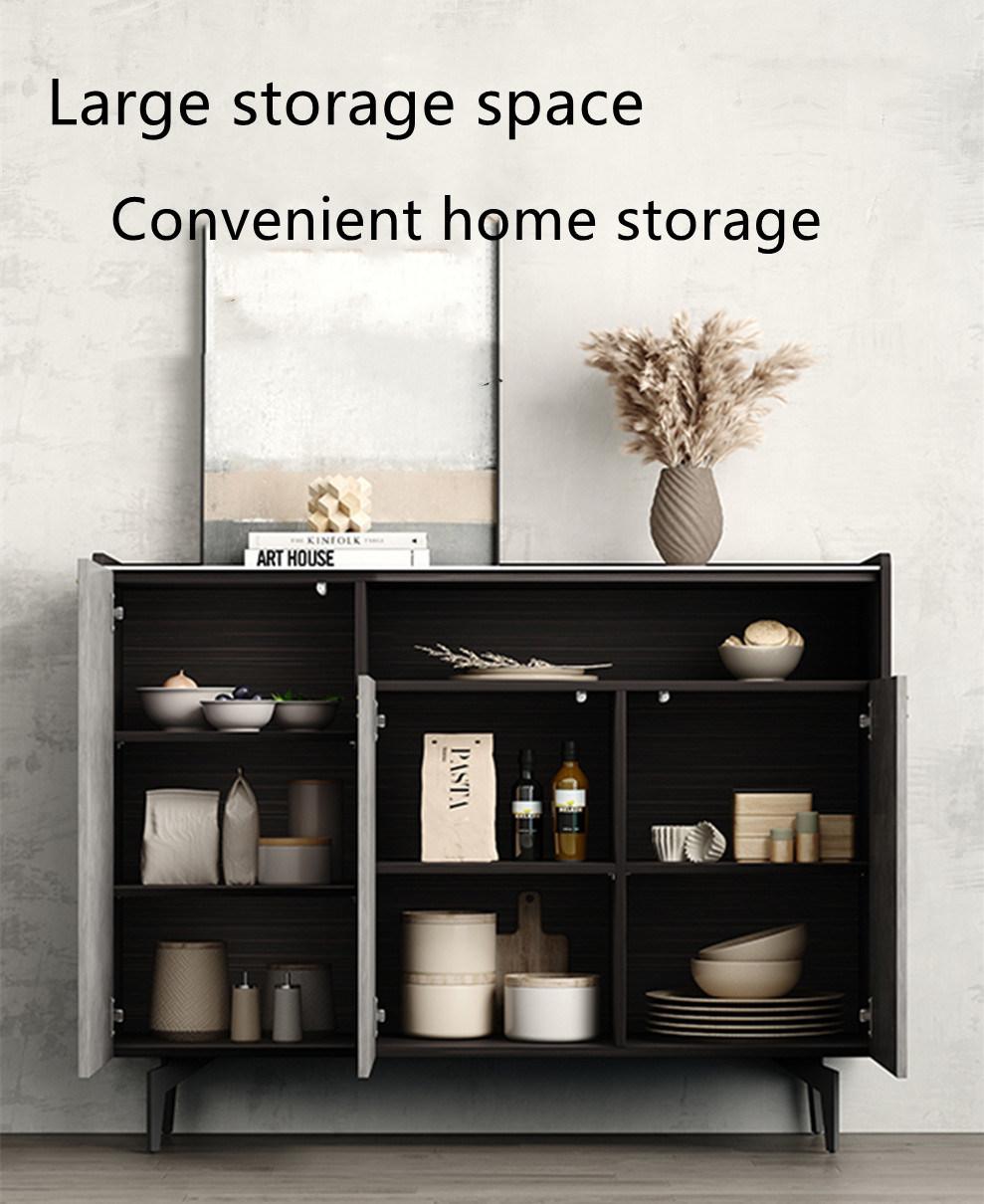 Light Luxury Style Log Color Lockable Living Room Home Furniture Wooden Storage Cabinet