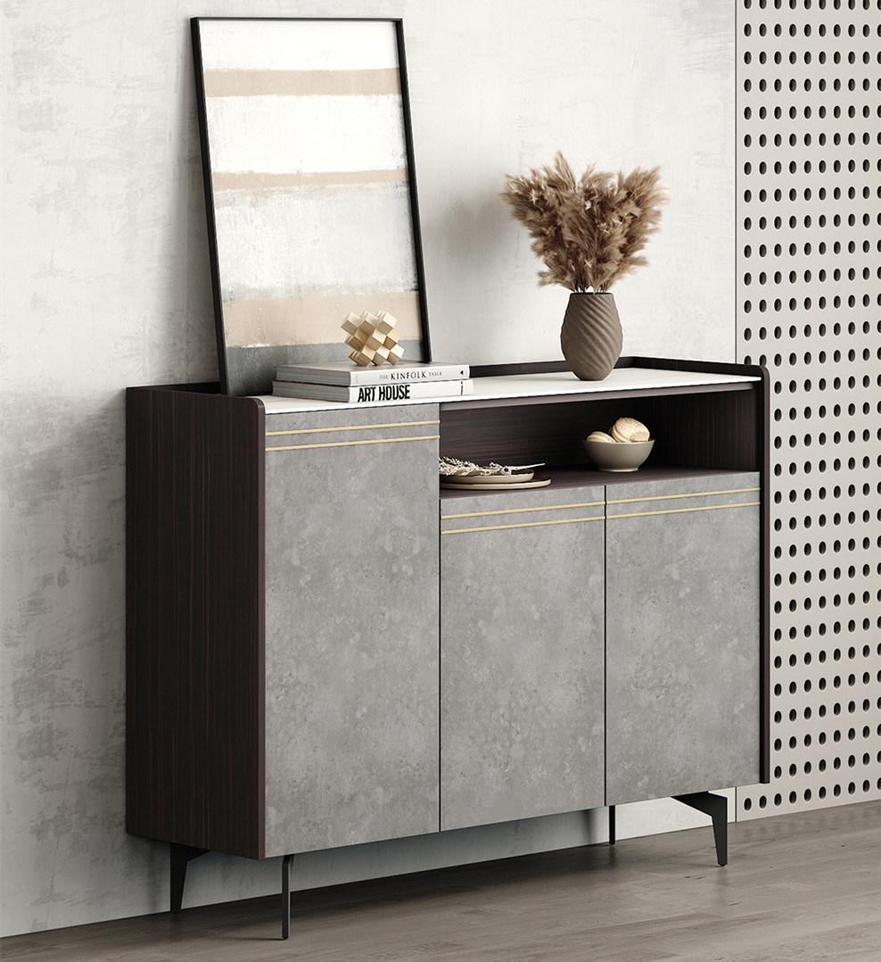 Light Luxury Style Log Color Lockable Living Room Home Furniture Wooden Storage Cabinet