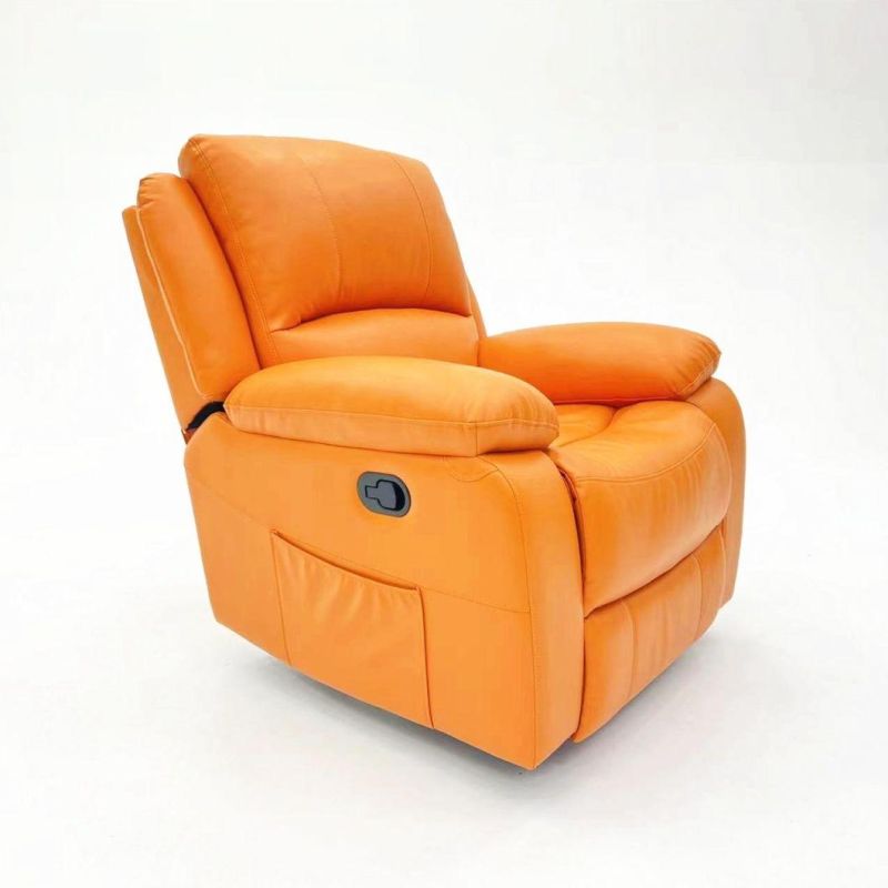 Jky Furniture Single Seat Leisure Synthetic Leather Manual Rocker and Swivel Recliner Chair for Living Room