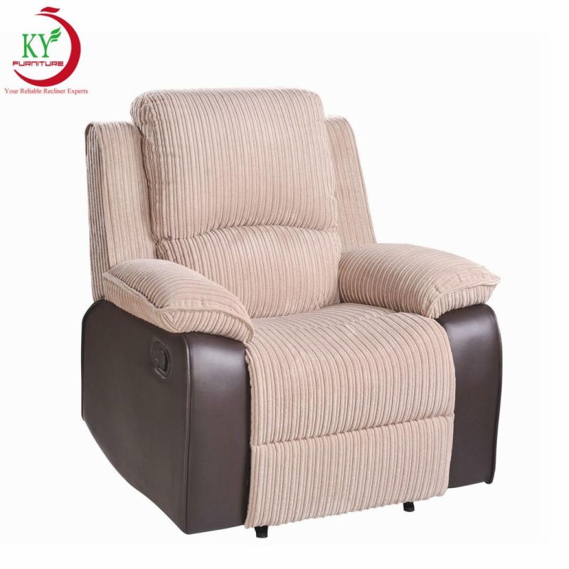 Jky Furniture Classic Design Fabric Matching Leather Manual Recliner with Massage Function