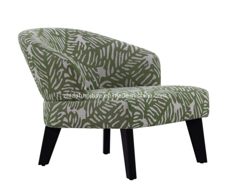 Coffee Shop Fabric Modern Furniture Arm Chair with Wooden Legs